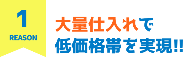 大量仕入れで低価格帯を実現!!